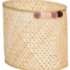 PANIER BAMBOU CAMPAGNE POMPON D.38.5X27X30CM