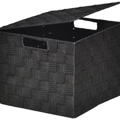 PANIER CARRE POLYESTER AVEC COUVERCLE NOIR TAILLE M