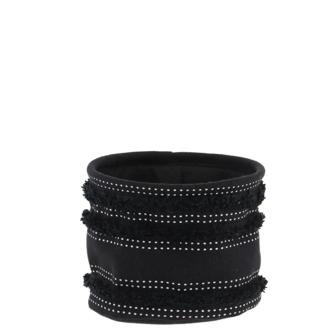 PANIER COTON IMPRIME DECO FRANGES NOIR 15X12CM