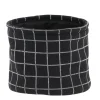 PANIER COTON IMPRIME MOTIF CARRE NOIR 19X16CM