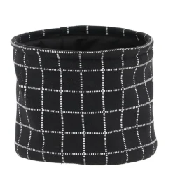 PANIER COTON IMPRIME MOTIF CARRE NOIR 19X16CM