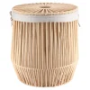 PANIERE A LINGE COUVERCLE POIGNEES FACON CORDE BEIGE 45X50CM