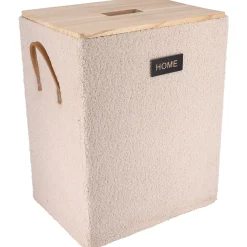 PANIERE A LINGE EFFET VELOURS 40X30X51.5CM BEIGE