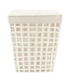 PANIERE A LINGE RECTANGLE EVASEE 38X26X48CM BLANC LIN