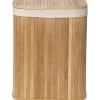 PANIERE A LINGE RECTANGLE 36.5X28.5X47CM BAMBOU TISSU LIN