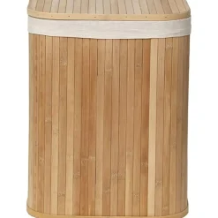PANIERE A LINGE RECTANGLE 36.5X28.5X47CM BAMBOU TISSU LIN