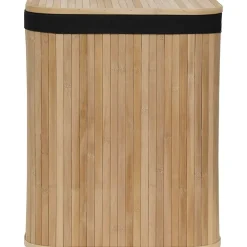 PANIERE A LINGE RECTANGLE 43.5X34.5X54CM BAMBOU TISSU NOIR