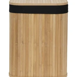 PANIERE A LINGE RECTANGLE 36.5X28.5X47CM BAMBOU TISSU NOIR
