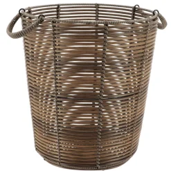 PANIERE A LINGE RECYCLE FACON ROTIN 35X38CM MARRON
