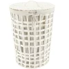 PANIERE A LINGE RONDE 35X48CM BLANC TISSU LIN