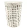 PANIERE A LINGE RONDE 40X56CM BLANC TISSU LIN