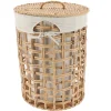 PANIERE A LINGE RONDE 35X48CM NATUREL TISSU LIN