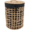 PANIERE A LINGE RONDE 35X48CM NATUREL TISSU NOIR