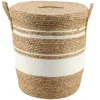 PANIERE COUVERCLE PAILLE ET COTON 42X48CM NATUREL BLANC