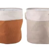 PANIERE DECORATIVE RONDE VELOURS COTELE TAILLE M 35X40CM