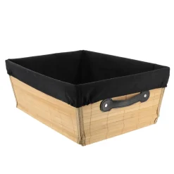 PANIERE DRESSING BAMBOU 32.5X45X18CM BAMBOU TISSU NOIR