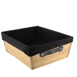 PANIERE DRESSING BAMBOU 32.5X40X15CM BAMBOU TISSU NOIR