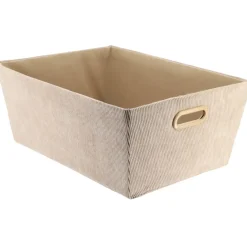 PANIERE DRESSING VELOURS COTELE 32.5X45X18CM TAUPE