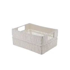 PANIERE EN PAPIER METAL RECTANGULAIRE 28X20X13CM BLANC