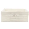 PANIERE EN PAPIER STRUCTURE METAL 44X31X17CM BLANC TISSU LIN