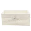 PANIERE EN PAPIER 34X23.5X14CM BLANC TISSU LIN