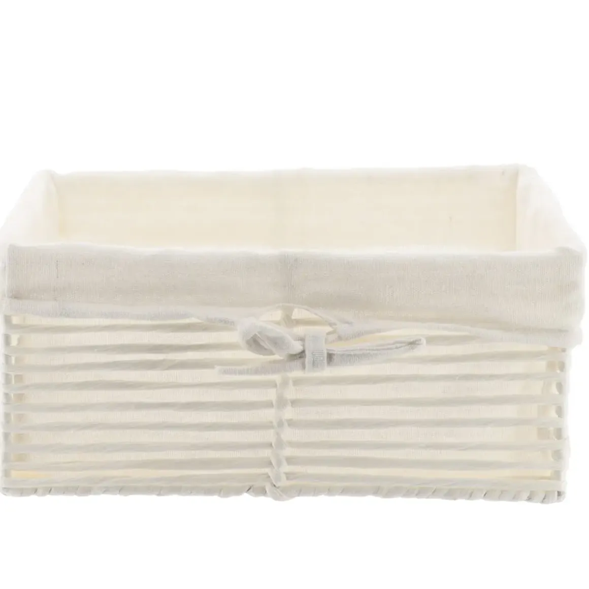 PANIERE EN PAPIER 30X20.5X13.5CM BLANC TISSU LIN