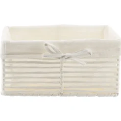 PANIERE EN PAPIER 25X16.5X12CM BLANC TISSU LIN
