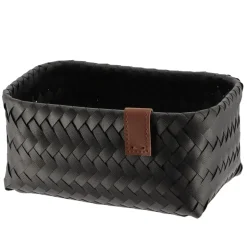 PANIERE EN 22X14X10.5CM ET LIEN FACON CUIR NOIR