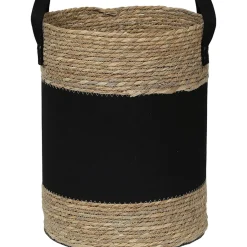 PANIERE FEUTRINE MATIERE VEGETALE D.45X34CM NOIR NATUREL