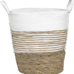 PANIERE FIBRE VEGETALE PAPIER D.40X42CM NATUREL BLANC
