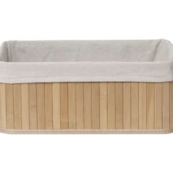 PANIERE GRAND MODELE 40X28CM BAMBOU NATUREL TISSU LIN