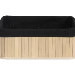 PANIERE GRAND MODELE 40X28CM BAMBOU NATUREL TISSU NOIR