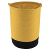 PANIERE LINGE RONDE GRAND MODELE COTON 50X37CM OCRE NOIR