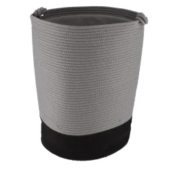 PANIERE LINGE RONDE GRAND MODELE COTON 50X37CM GRIS NOIR
