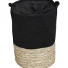 PANIERE LINGE RONDE GRAND MODELE 50X37CM NOIR NATUREL