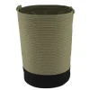 PANIERE LINGE RONDE GRAND MODELE COTON 50X37CM KAKI NOIR