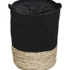 PANIERE LINGE RONDE PETIT MODELE 45X33.5CM NOIR NATUREL