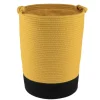 PANIERE LINGE RONDE PETIT MODELE COTON 45X33.5CM OCRE NOIR