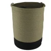 PANIERE LINGE RONDE PETIT MODELE COTON 45X33.5CM KAKI NOIR