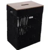 PANIERE L RECT COUV MDF EFFET BOIS 34X26X47CM NOIR
