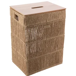 PANIERE L RECT COUV MDF EFFET BOIS 40X30X55CM NATUREL