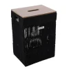 PANIERE L RECT COUV MDF EFFET BOIS 40X30X55CM NOIR