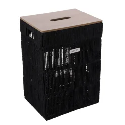 PANIERE L RECT COUV MDF EFFET BOIS 40X30X55CM NOIR