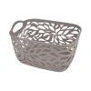 PANIERE MOTIF VEGETAL PLASTIQUE 14L 35X25CM TAUPE