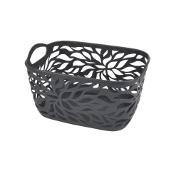 PANIERE MOTIF VEGETAL PLASTIQUE 7.5L 29X22.5CM ANTHRACITE