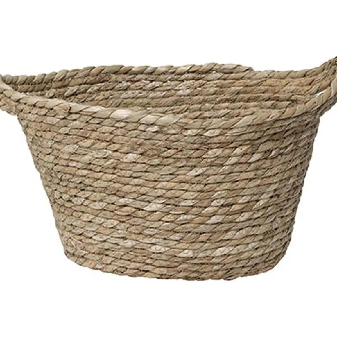 PANIERE OVALE GRAND MODELE DECO POMPONS 32X25CM NATUREL