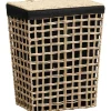 PANIERE PAPIER AJOURE 38X26X48CM NATUREL TISSU NOIR