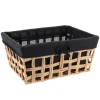 PANIERE PAPIER AJOURE 32X24X15CM NATUREL TISSU NOIR