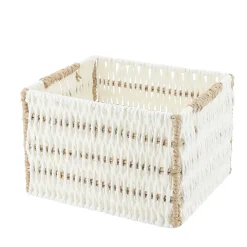 PANIERE PAPIER BICOLORE 21X18X14CM BLANC NATUREL