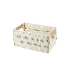 PANIERE PAPIER BICOLORE 22X14X10.5CM BLANC NATUREL